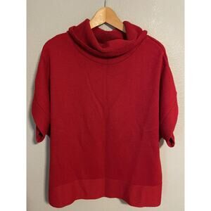 Coldwater Creek Sweater Womens 2X Red Wool Blend Cowl Neck Short Sleeve Modern